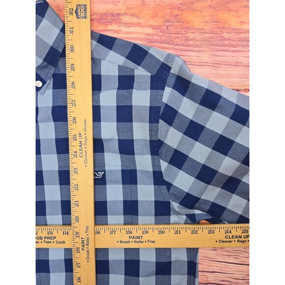 Vineyard Vines Mens Tucker Shirt Medium Blue Checkered 100% Cotton - Picture 7 of 7